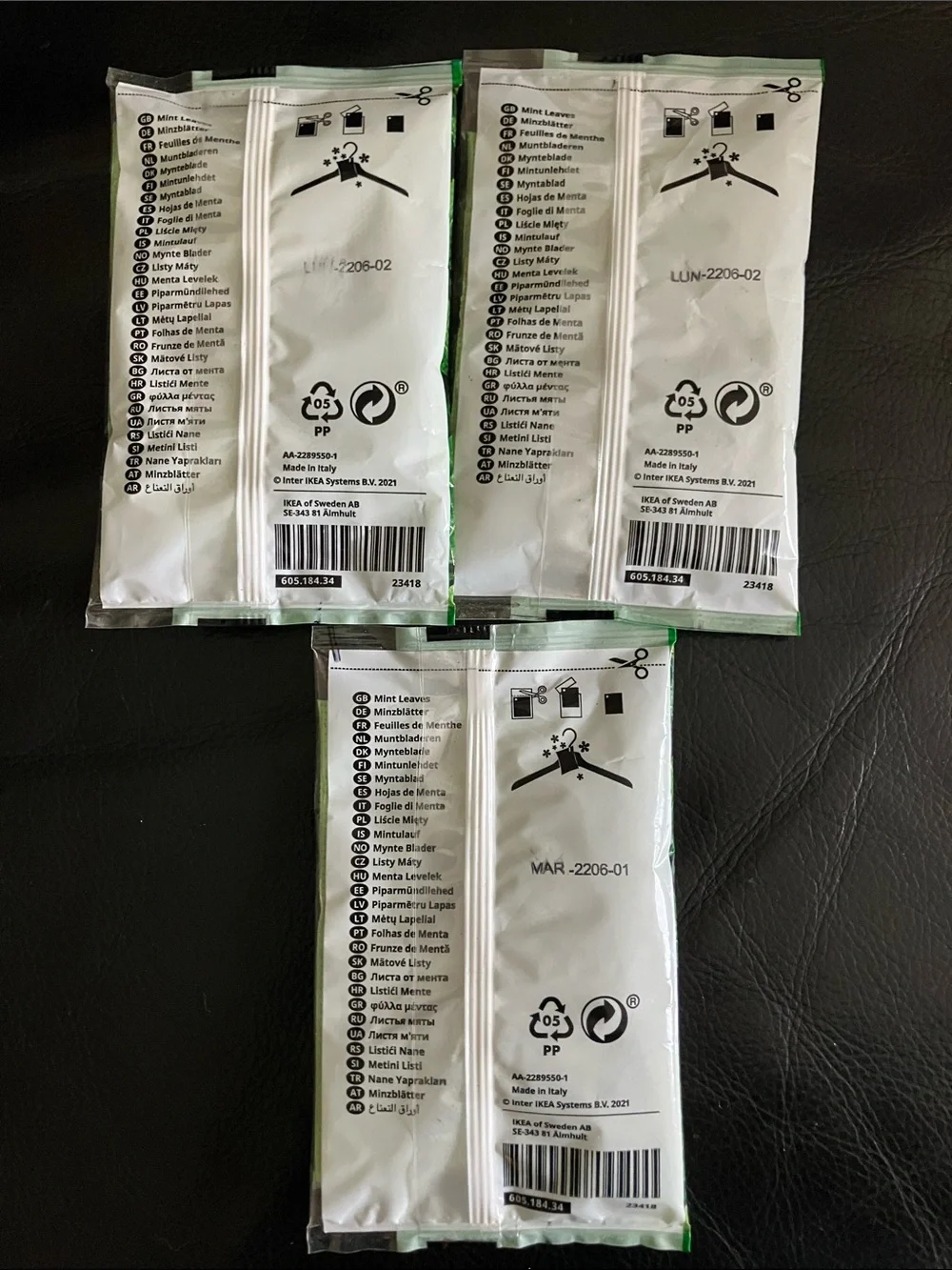 Kroppsvarm IKEA Mint Potpourri Sachets Linen Closet Scented Hanger Lot of 3